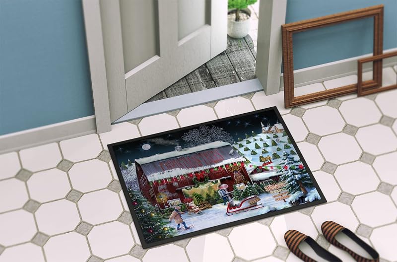 2' x 3' Christmas Tree Farm Doormat - Entryway Indoor/Outdoor Rug, Non-Slip, 24x36