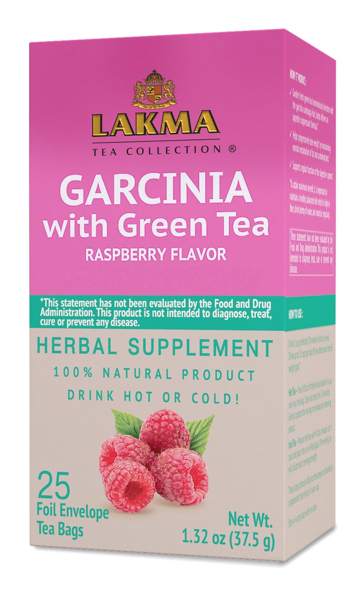 Lakma Garcinia Cambogia Green Tea with Raspberry - 25 Tea Bags