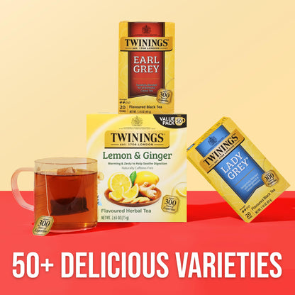 Twinings Earl Grey Individually Wrapped Black Tea Bags, 20 Count (Pack of 6), Caffeinated, Flavoured with Citrus and Bergamot, Enjoy Hot or Iced