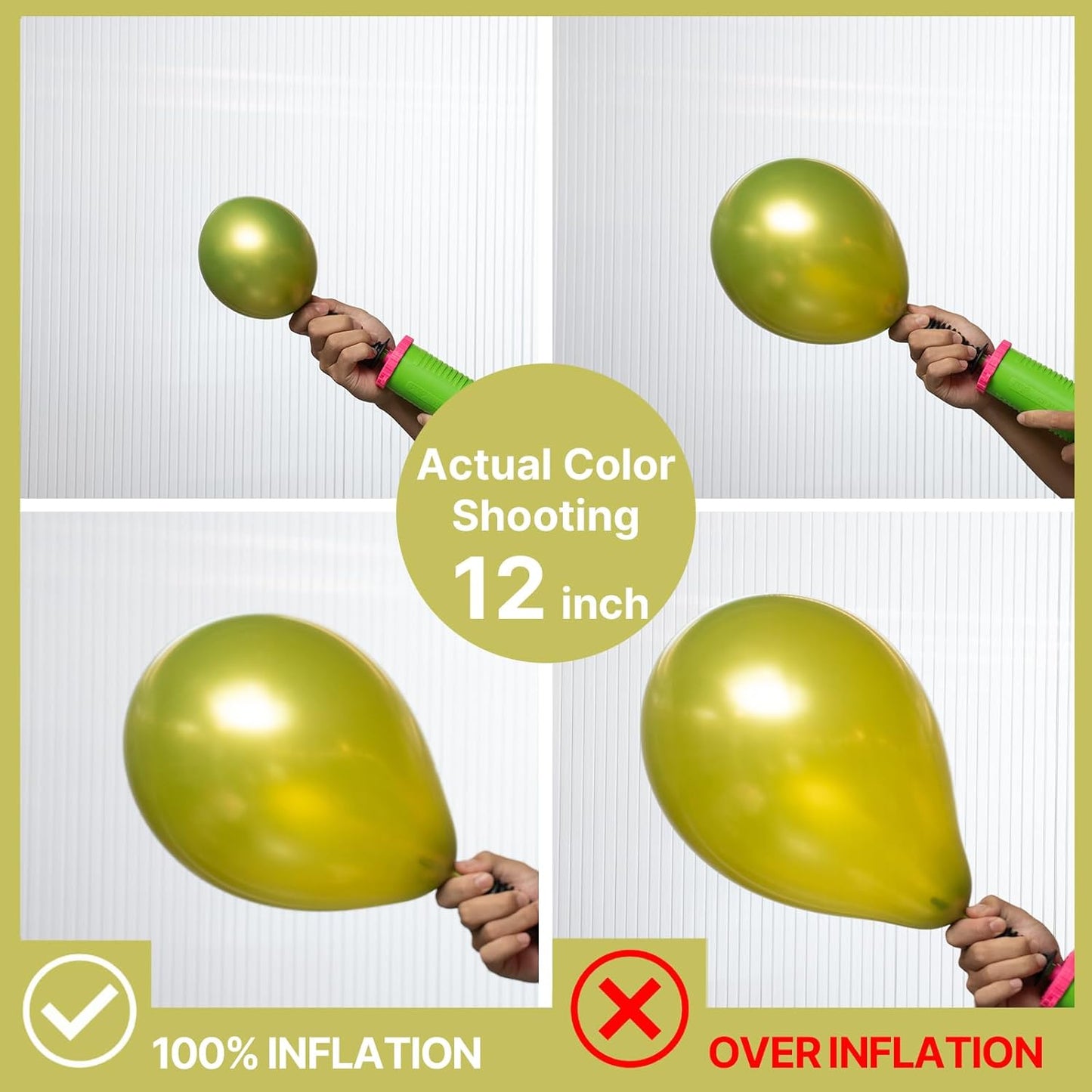 PartyWoo Metallic Lime Green Balloons - 140-Piece Arch Kit for Spring Birthday & Tea Party | 5-12 Inch Sizes