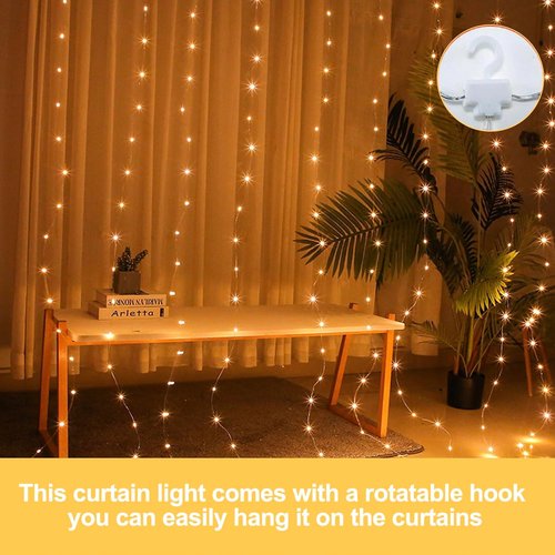 Lemical 300LED Curtain Lights - 9.8FT x 9.8FT Fairy String Lights with Remote & USB Plug | Warm Light for Indoor Decor