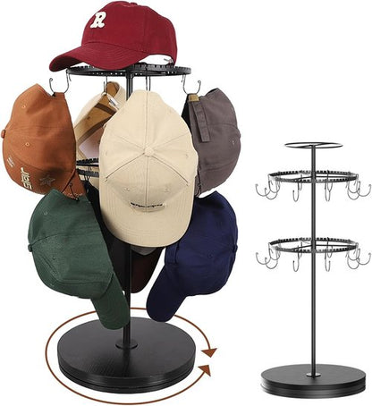 Keebofly Hat Rack Organizer - 3-Tier Free Standing Display Holds 40+ Caps | Portable for Home & Vendors
