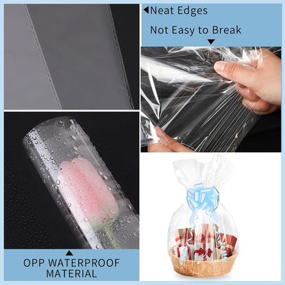 12PCS Large Cellophane Bags 30x40 Inch Clear Cello Gift Bags Easter Cellophane Wrap for Easter Gift Baskets Decorations Candy Baby Bridal Shower Wedding Party favor Birthday