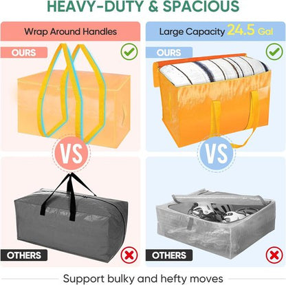 BALEINE Oversized Moving Bags - Heavy-Duty Storage Totes with Reinforced Handles | Light Yellow, 8-Pack