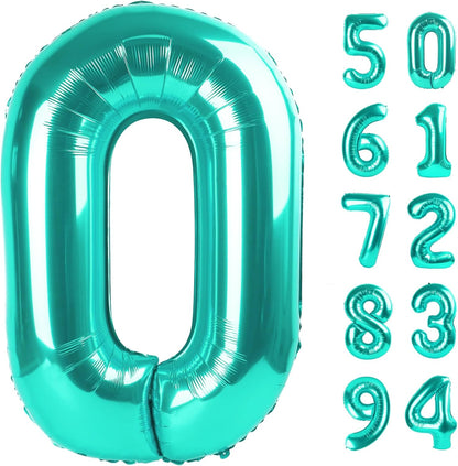 Teal Blue Number Balloon - 40 Inch 0 Balloon for Birthday Decorations | Perfect Teal Party Supplies