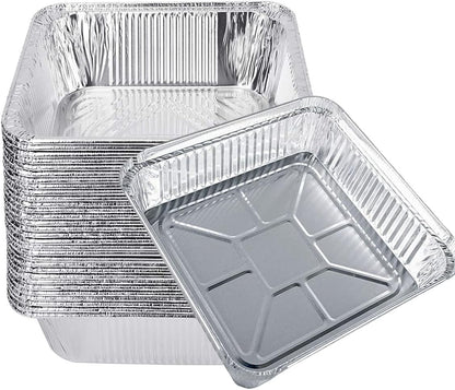Skiennix Aluminum Foil Pans - 9x9 Disposable Trays with Lids for Catering & Baking | 30 Pack Silver