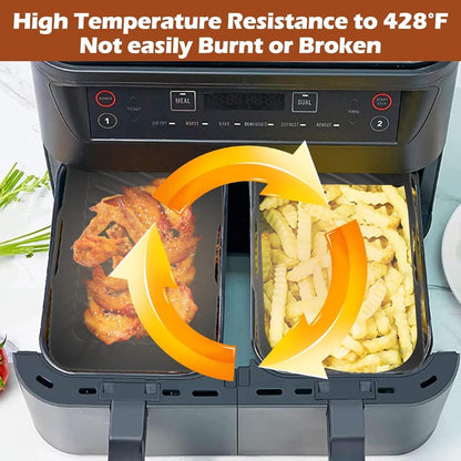 Skiennix Silicone Air Fryer Liners - Non-Stick Reusable Accessories for Ninja Foodi Dual DZ201 | Fits 8 QT