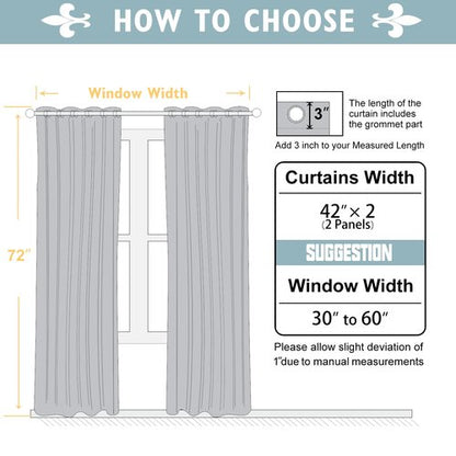 ChrisDowa Blackout Curtains 72 inches Long for Bedroom - 2 Panels Set Grommet Thermal Insulated Room Darkening Curtains for Living Room (Light Grey, 42 x 72 Inch)