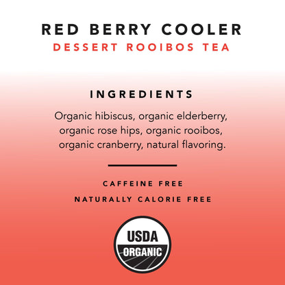 Pinky Up Red Berry Cooler Loose Leaf Iced Tea | Rooibos Herbal Tea Blend, Naturally Calorie Free | 3.0 Ounce Tin, 25 Servings