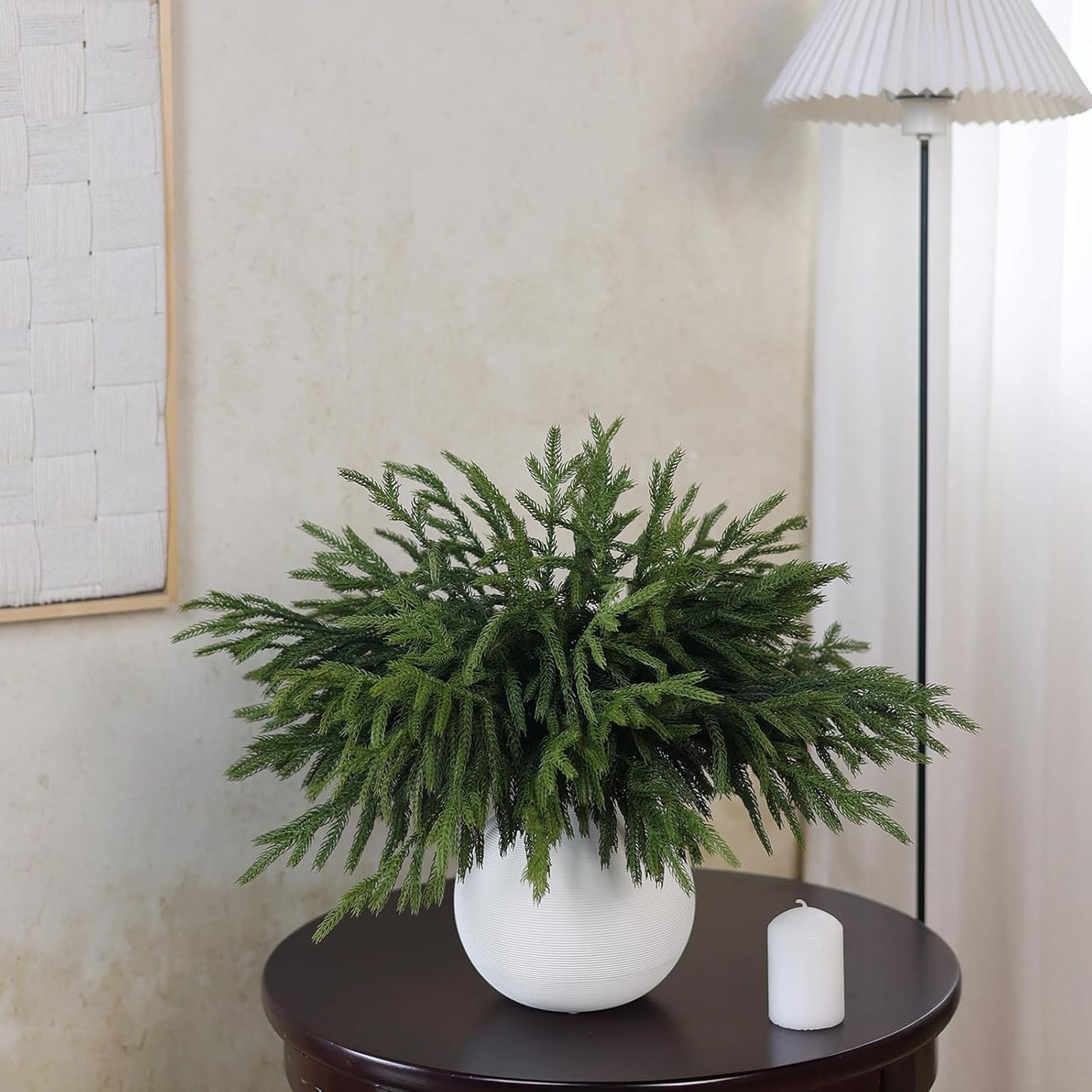 Skiennix 16 Pcs Real Touch Norfolk Pine Branches - 18" Faux Greenery for DIY Crafts & Home Decor