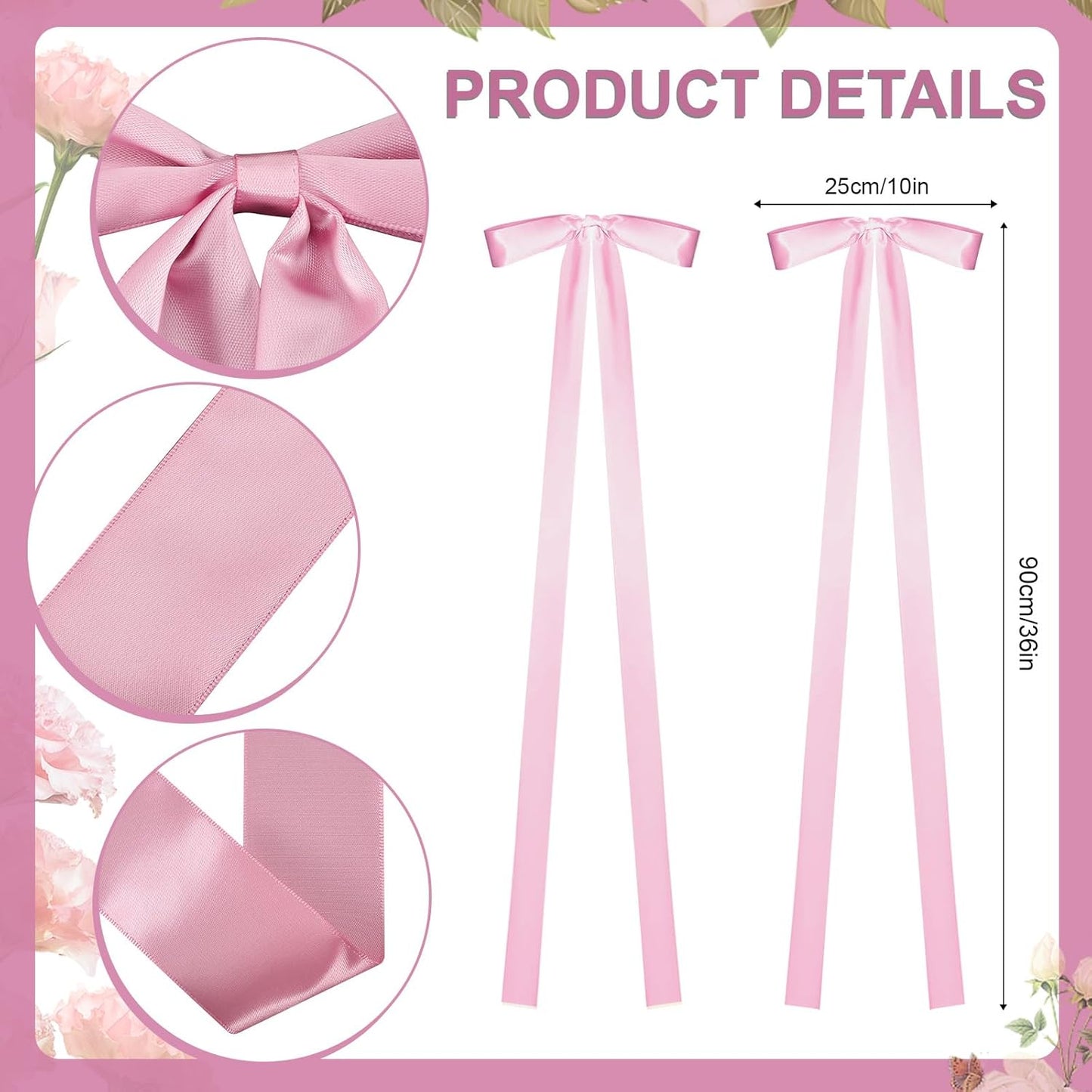Regine Switzerland 24 Pcs Large Pink Ribbon Bows - Elegant Wedding Chair Decorations