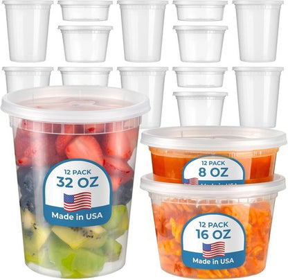 Fit Meal Prep 36-Pack Deli Containers - Leakproof Clear Plastic Food Storage | Microwave & Freezer Safe