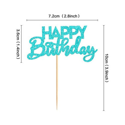 Ercadio Happy Birthday Cupcake Toppers - 24 Pack in 8 Colors for Kids' Parties & Celebrations