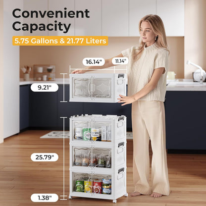 OlarHike 23QT Stackable Storage Bins - Lockable Plastic Containers with Lid & Wheels | 4-Pack for Home Organization