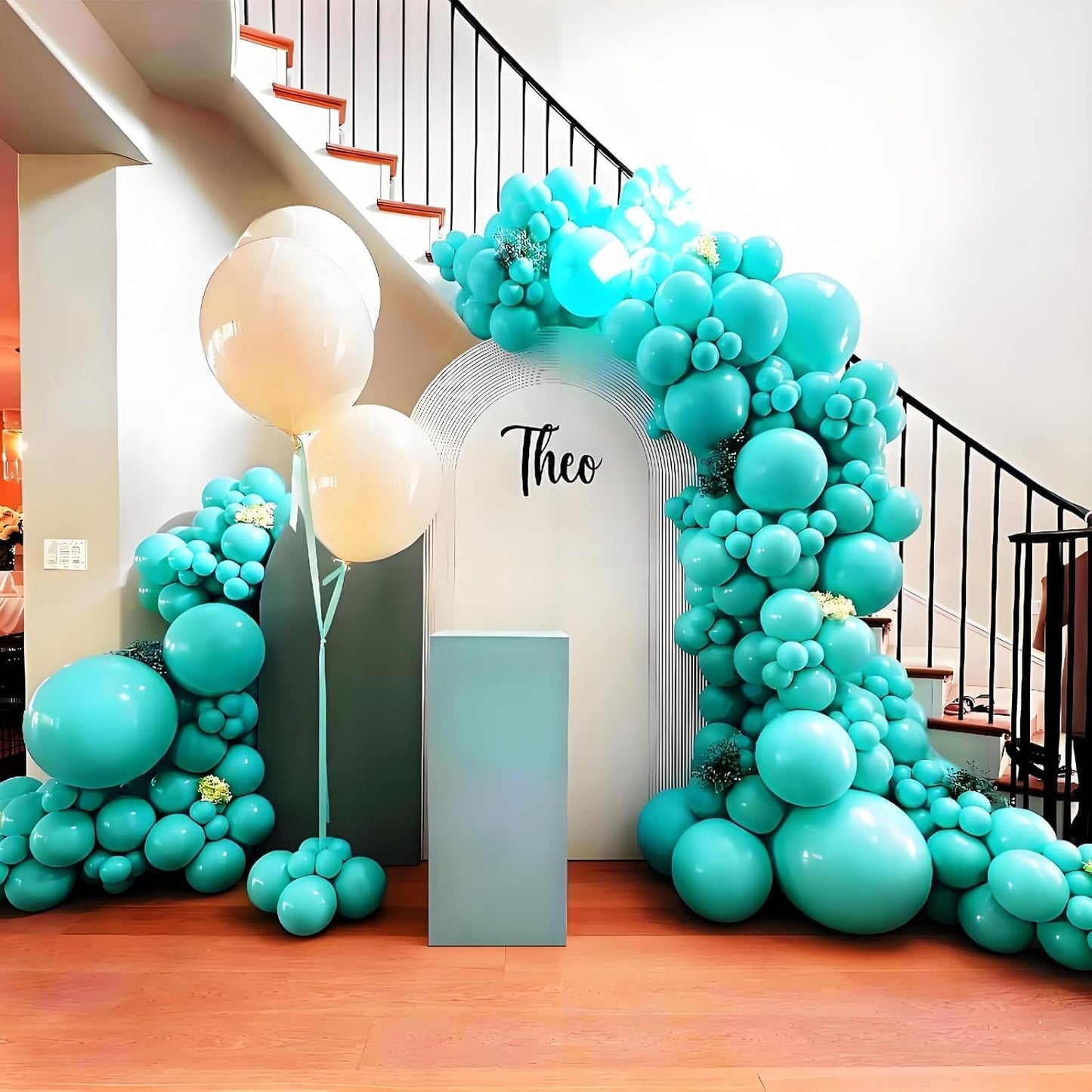 Skiennix Teal Balloon Arch Kit - 120 Pcs Turquoise Balloons in 5, 10, 12, 18 Inch Sizes for Parties