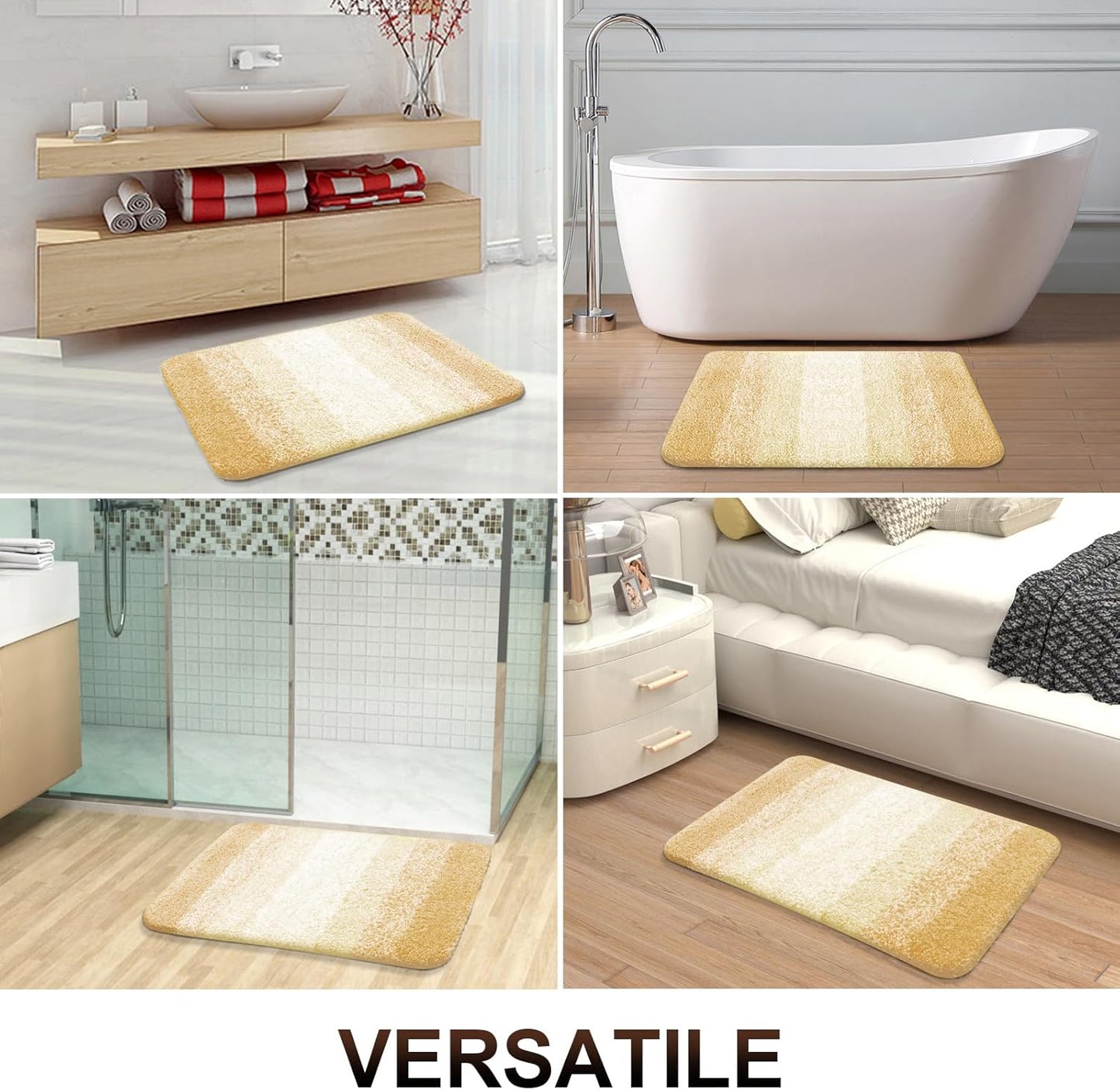 OLANLY Bathroom Runner Rug - Extra Soft Microfiber Mat with Rubber Backing | Quick-Dry, Washable, 47x24, Light Yellow