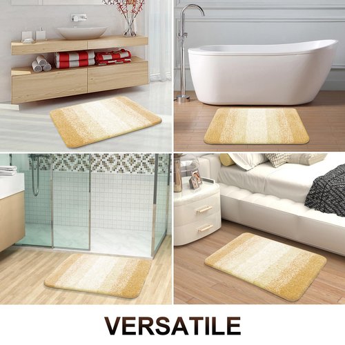 OLANLY Bathroom Rugs Mat 36x24, Extra Soft Absorbent Microfiber Bath Rug, Rubber Backing, Quick Dry, Machine Washable Bath Mats for Bathroom Floor, Tub and Shower, Home Decor Accessories, Light Yellow