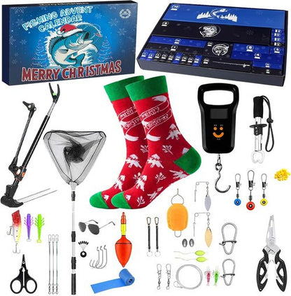 Fishing Advent Calendar 2025 - 24-Day Countdown with Tools, Lures & Accessories | Perfect Xmas Gift for Men & Boys