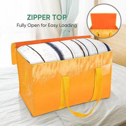 BALEINE Oversized Moving Bags - Heavy-Duty Storage Totes with Reinforced Handles | Light Yellow, 8-Pack