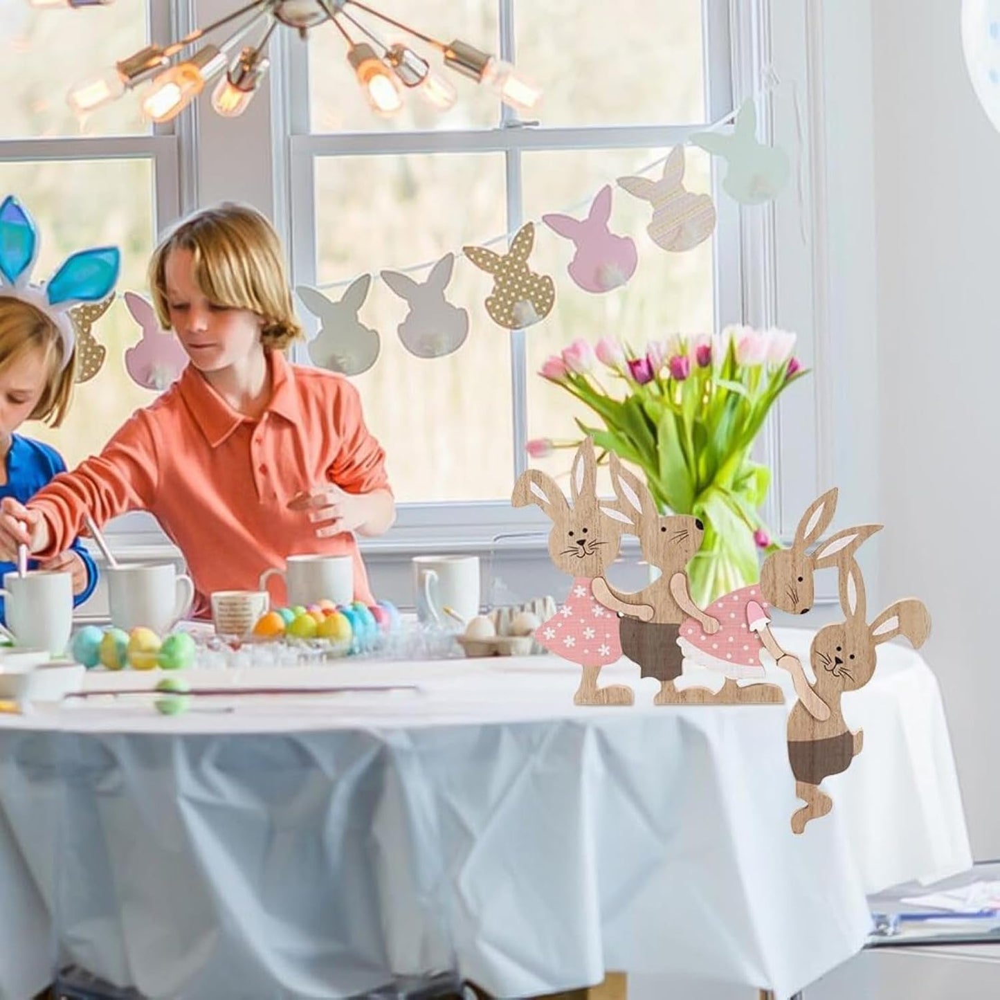 Party Wreath Rabbit Decoration - Charming Easter Rabbit Ornament for Home Decor | Perfect for Parties & Gatherings