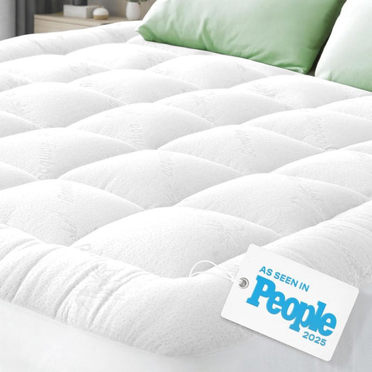 Niagara Ultra Soft Queen Size Mattress Topper - Viscose Made from Bamboo Pillow Top Mattress Pad for Full Back Support - Naturally Cooling for Hot Sleepers, White