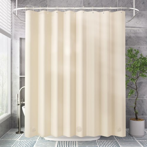 AmazerBath Shower Curtain Liner, 72x72 Beige Shower Curtain Liners, Lightweight Plastic Shower Liner, Cute PEVA Waterproof Cream Shower Curtains for Bathroom with 3 Magnets and 12 Grommets