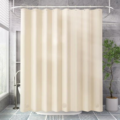 AmazerBath Shower Curtain Liner, 72x72 Beige Shower Curtain Liners, Lightweight Plastic Shower Liner, Cute PEVA Waterproof Cream Shower Curtains for Bathroom with 3 Magnets and 12 Grommets