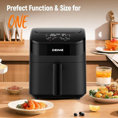 DEIME Air Fryer 4.5 Qt - Compact Digital Airfryer for Quick Meals | Nonstick & Dishwasher Safe (Black)