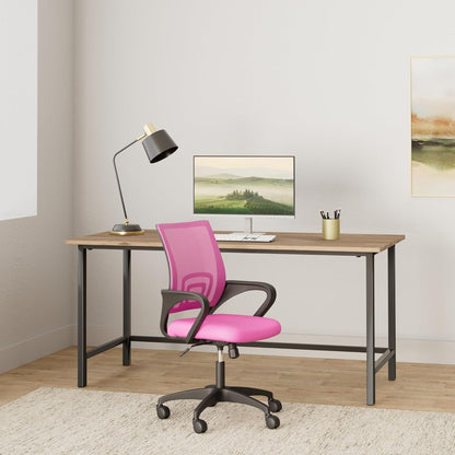 BestOffice Ergonomic Office Chair - Mid-Back Swivel Design with Breathable Backrest & Lumbar Support - Adjustable Height, Sponge Seat, Rolling Wheels - Pink - Pack of 2