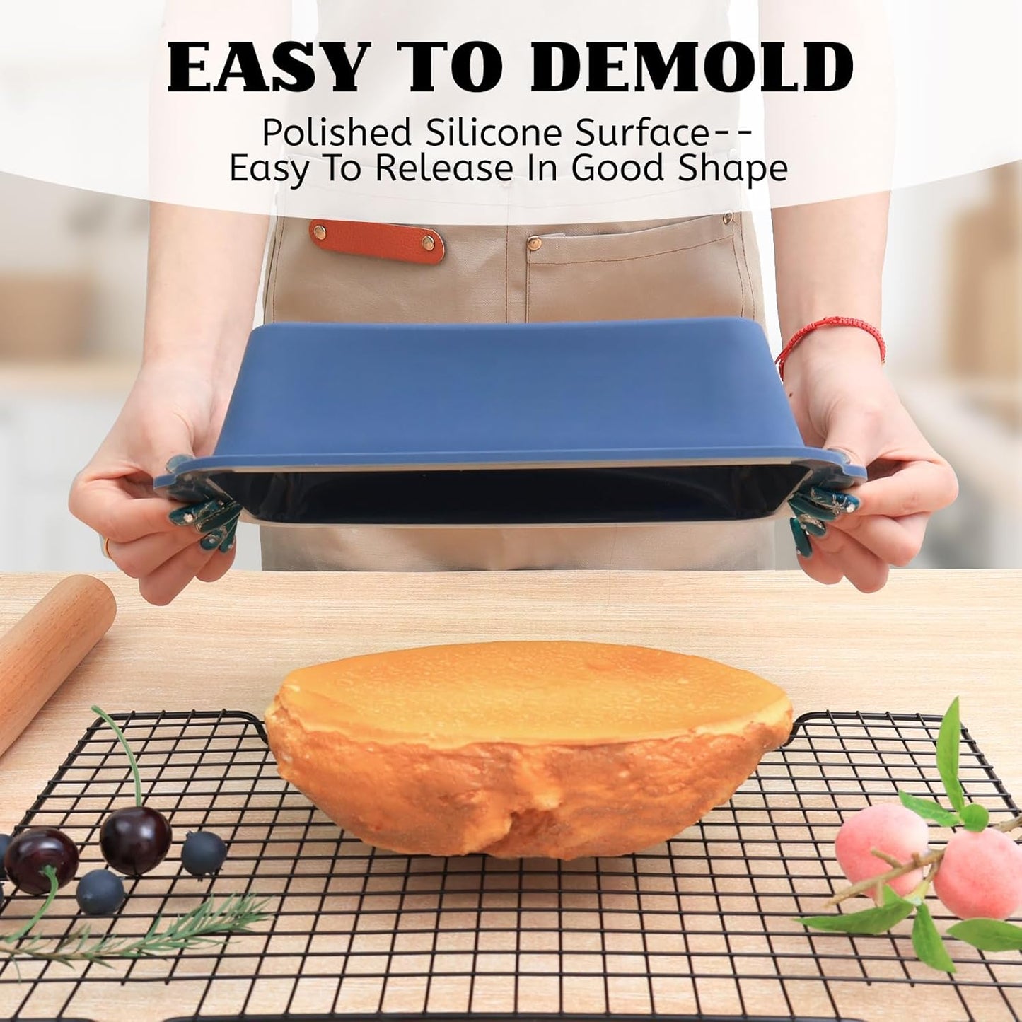 Skiennix Silicone Bread Pan - Nonstick 9.5 x 5 Inch Loaf Pan with Metal Frame for Baking Bread