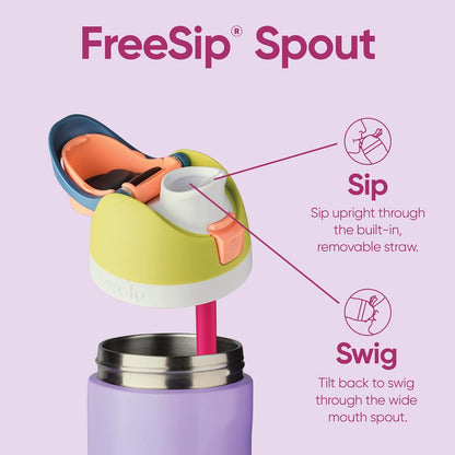 Owala FreeSip Insulated Stainless Steel Water Bottle - BPA-Free, 24-Ounce, Smooshed Blueberry - Perfect for Sports & Travel