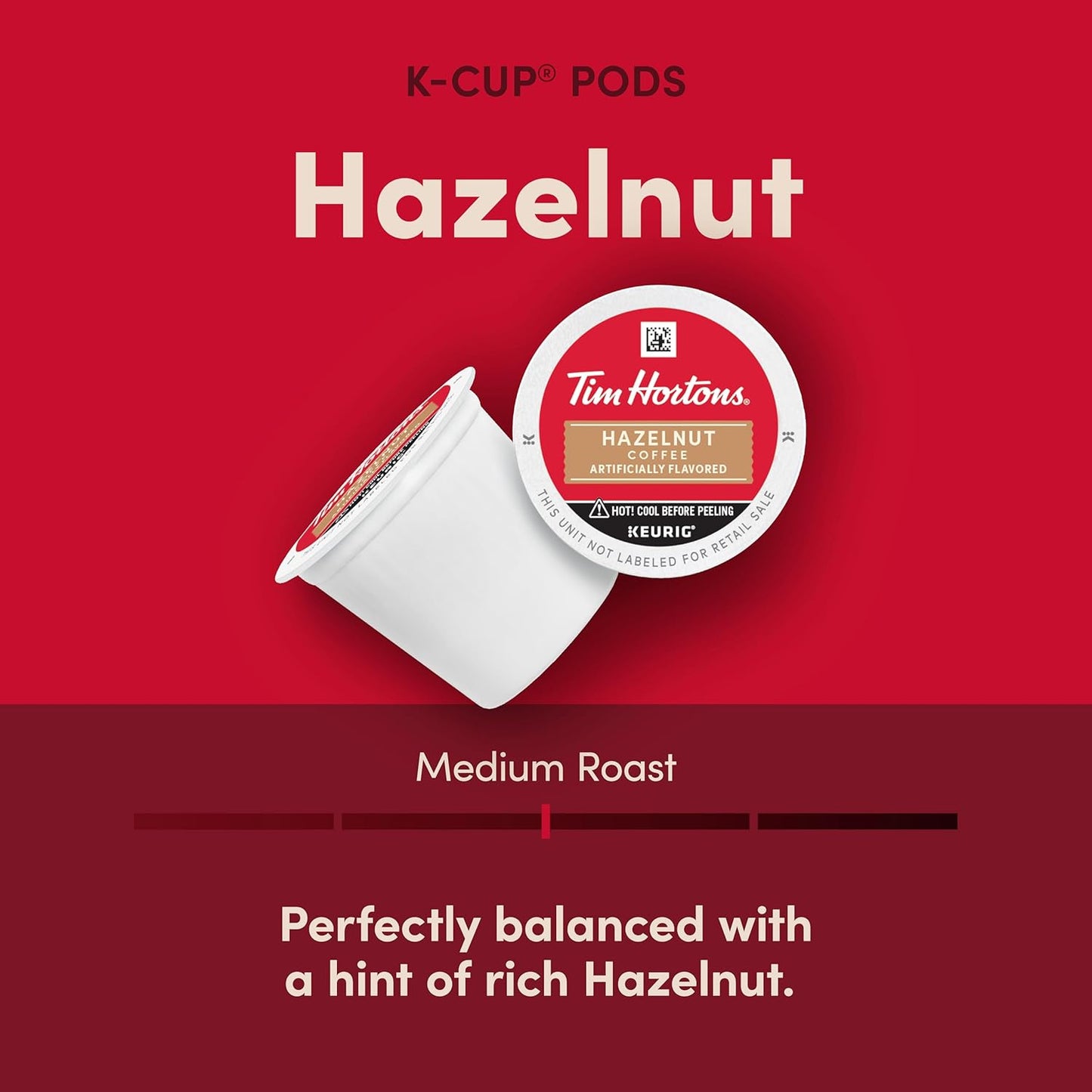 Tim Hortons Hazelnut Coffee K-Cup Pods - Medium Roast, 12ct Compatible with Keurig Brewers