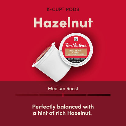 Tim Hortons Hazelnut Coffee K-Cup Pods - Medium Roast, 12ct Compatible with Keurig Brewers