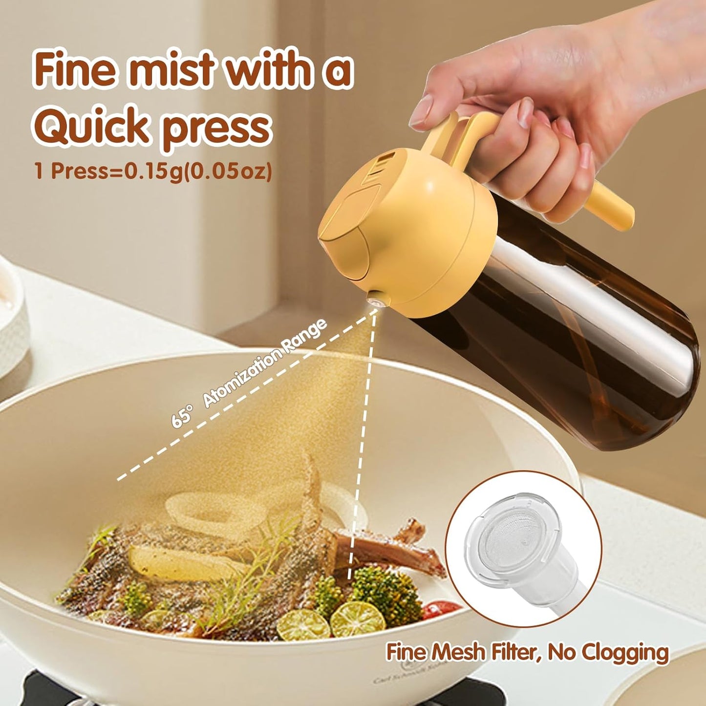 YARRAMATE Light Blocking Oil Sprayer - 16oz Food-Grade Olive Oil Dispenser Bottle | Dark Amber Glass for Kitchen & BBQ