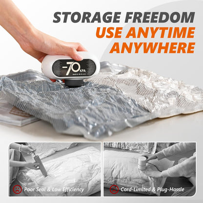 Vacuum Storage Bags by [Brand Name] - 15 Pack with Electric Pump | Tear-Resistant & Space-Saving for Travel