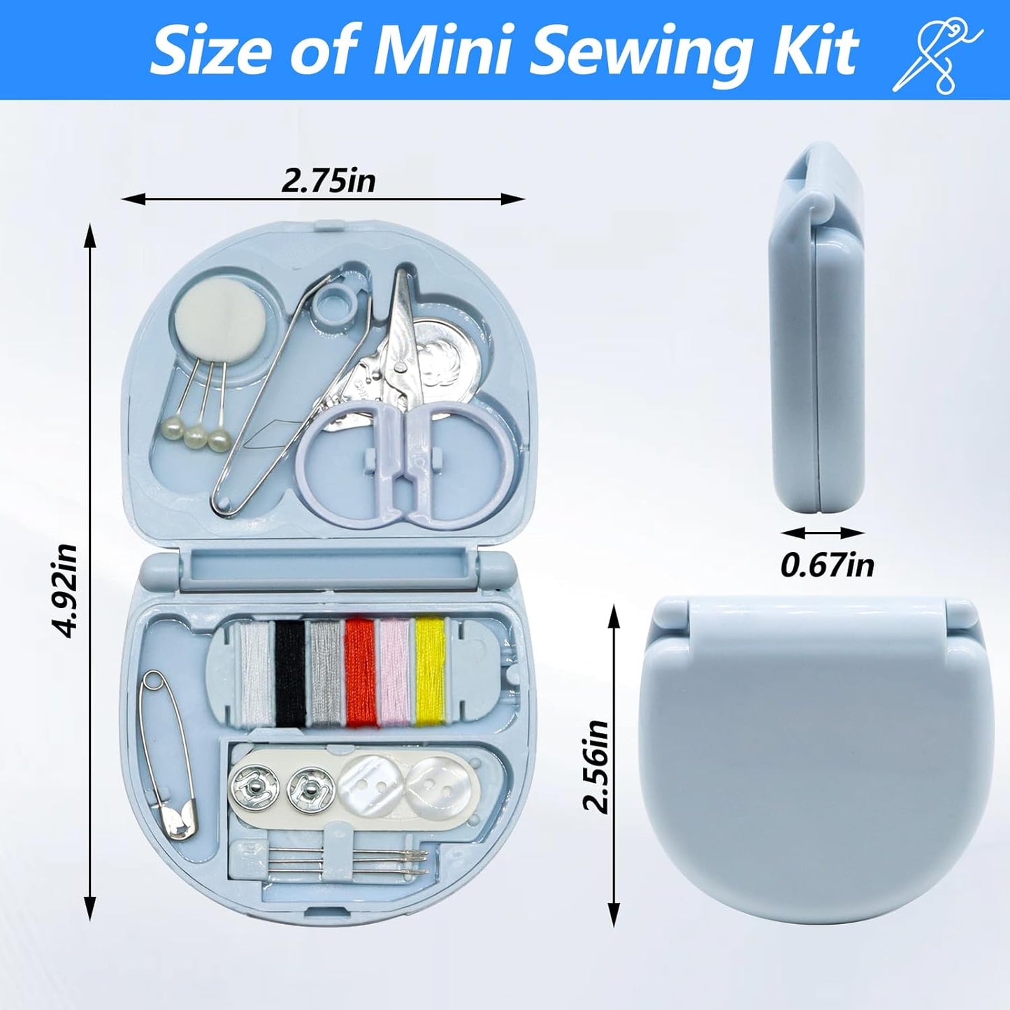 Yasdyri 4 Pack Mini Sewing Kit, Portable Sewing Kit for Travel, Mini Travel Sewing Kit TSA Approved Mini Sewing Box Kit with Threads Scissors Hand Sewing Needles
