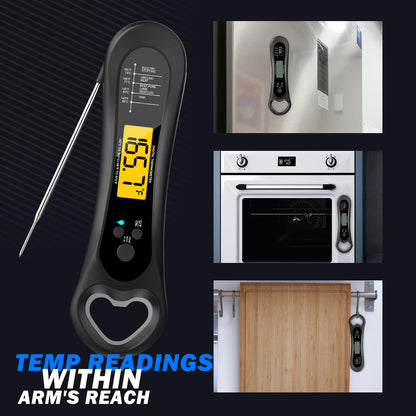 Skiennix Digital Meat Thermometer - Instant Read Kitchen Gadget with Backlight & Bottle Opener | Perfect for BBQ, Turkey, Candy, and Liquids
