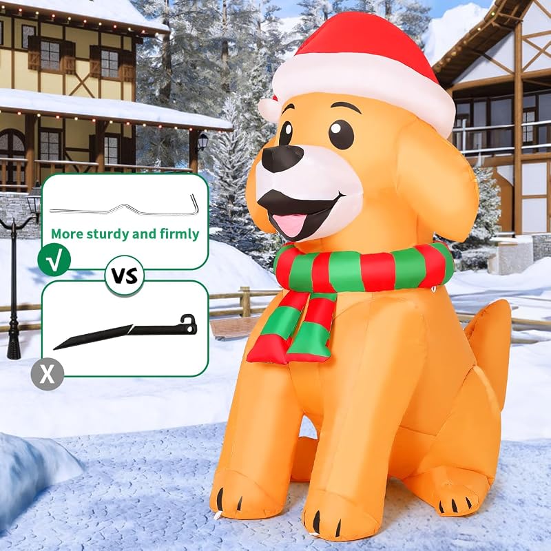 5 ft Outdoor Christmas Inflatable Dog Decor with LED Lights