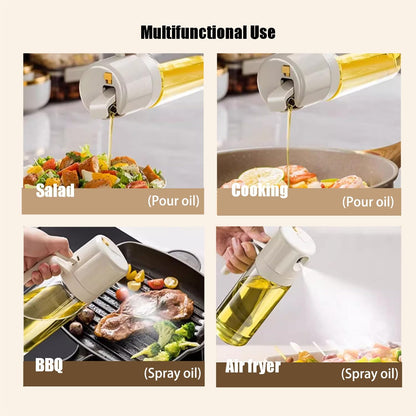 Skiennix Glass 2-in-1 Olive Oil Sprayer & Dispenser - 18oz Food-Grade Bottle for Cooking & BBQ