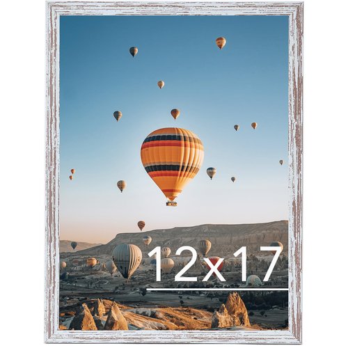 JCJMY 12x17 Picture Frame Rustic White for Wall Hanging, Wall Mounting Horizontally or Vertically, 12 x 17 Wall Gallery Poster Photo Frame with Shatter Resistant Plexiglass, Rustic White