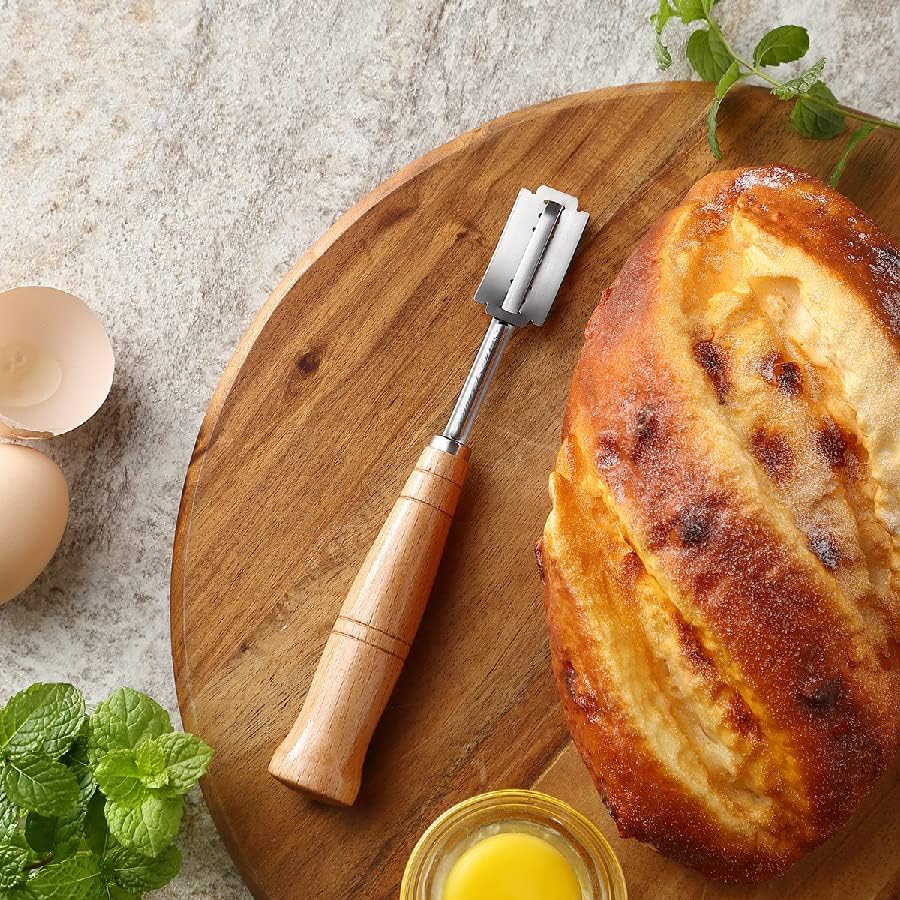 SAINT GERMAIN Premium Bread Lame - Handcrafted Dough Scoring Knife with 10 Replacement Blades & Leather Cover