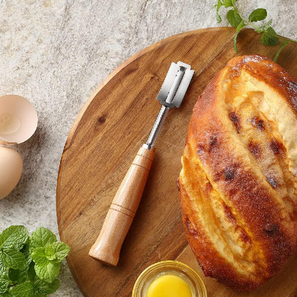 SAINT GERMAIN Premium Bread Lame - Handcrafted Dough Scoring Knife with 10 Replacement Blades & Leather Cover