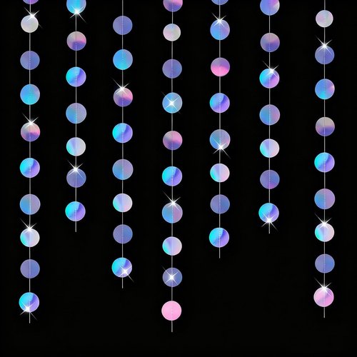GREATRIL Iridescent Party Dots Garland - Round Shape Decoration for Birthdays & Anniversaries - 4 Strings