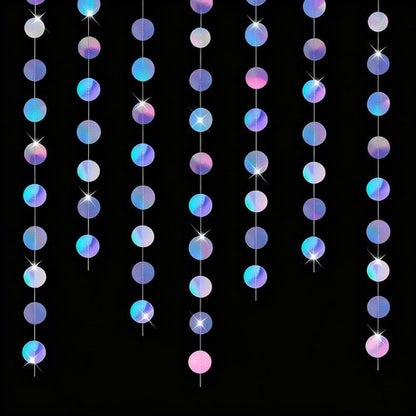 GREATRIL Iridescent Party Dots Garland - Round Shape Decoration for Birthdays & Anniversaries - 4 Strings