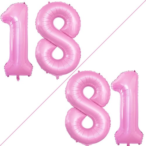 GOER Jumbo 42-Inch Number 18 Balloons - Sweet 18 Party Decorations in Light Pink