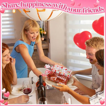 Biubee Valentine Cellophane Bags - 160 Pcs Clear Treat Bags with 4 Assorted Styles & Twist Ties | 10.6''x5''
