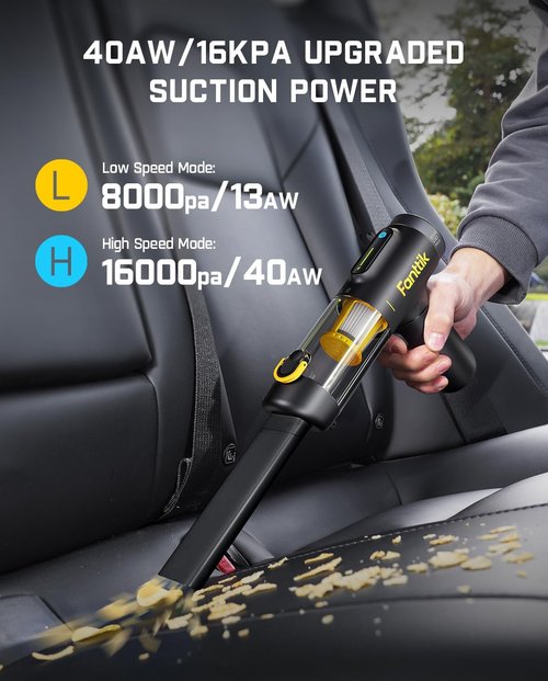 Fanttik Slim V10 Mix Cordless Car Vacuum - 4-in-1 Handheld Air Duster with Smart LED Display & 16kPa Suction Power