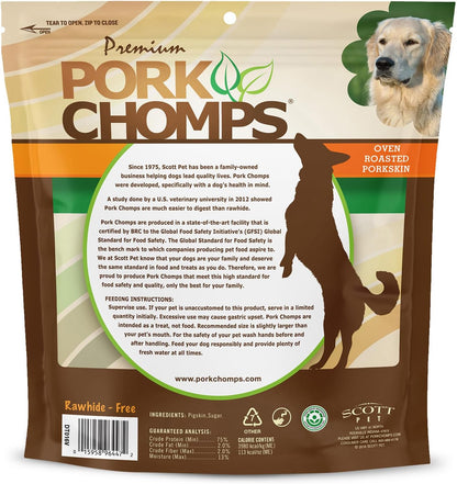Pork Chomps Roasted Pork Skin Dog Chews - Long-Lasting, High Protein, Rawhide-Free | 6 Inch Rib Shapes, 10 Count