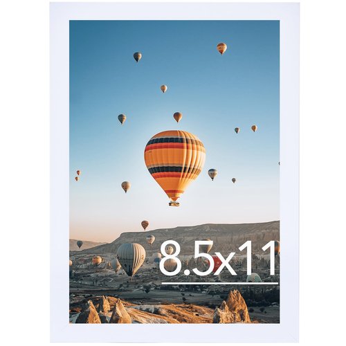 JCJMY 8.5x11 Picture Frame White for Wall Hanging or Tabletop, Wall Mounting Horizontally or Vertically, 8.5 x 11 Wall Gallery Poster Photo Frame with Shatter Resistant Plexiglass, White