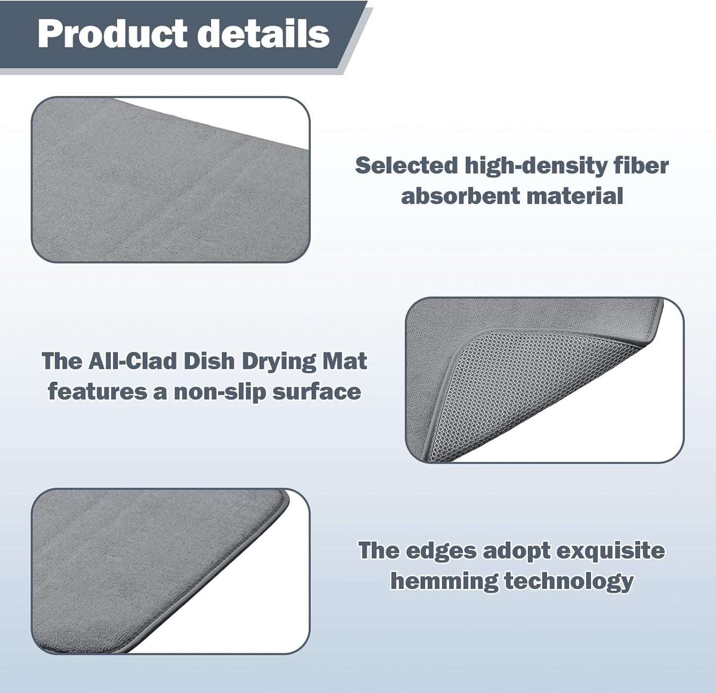 Skiennix Dish Drying Mat - Super Absorbent Microfiber | 16" x 18", 2 Pack, Quick Dry & Machine Washable